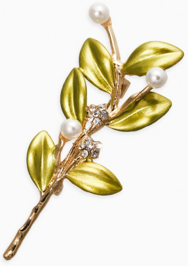 Брошь «Веточка с жемчугом»