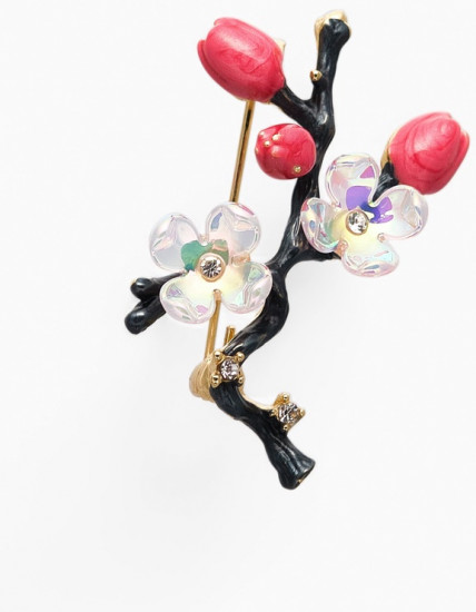 Брошь «Веточка с цветками сакуры»