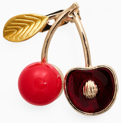 Брошь «Вишня с косточкой»