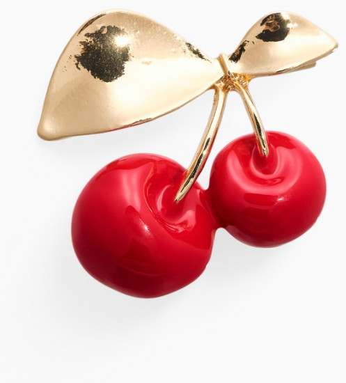 Брошь «Вишня с листочками»