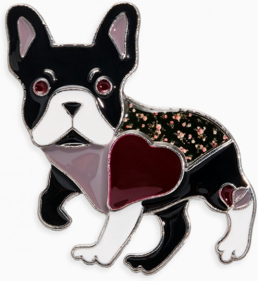 Брошь «Французский бульдог с сердечком»
