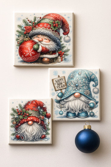 Набор магнитов на холодильник ручной работы «С Новым годом»