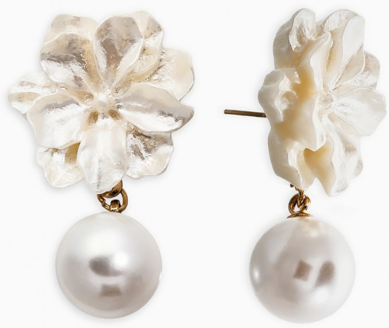 Серьги «Цветок с жемчугом»