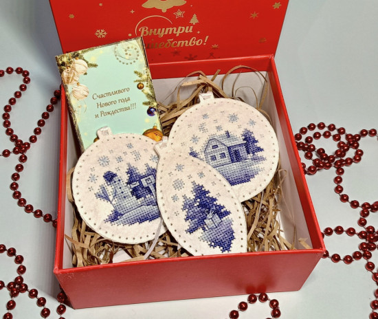 Новогодний бокс елочных игрушек «Зимняя сказка»
