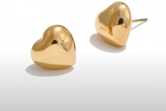 Серьги-гвоздики женские «Дутые сердечки»