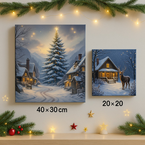 Комплект картин на холсте «Зимний лес»
