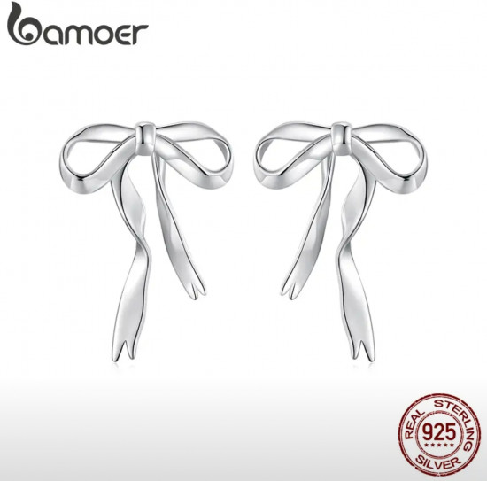 Серьги-гвоздики из серебра «Бант»