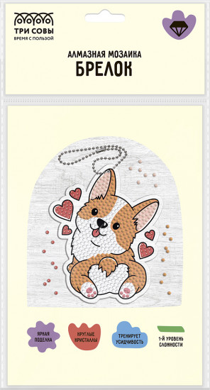 Набор для создания брелока из алмазной мозаики «Коржик»