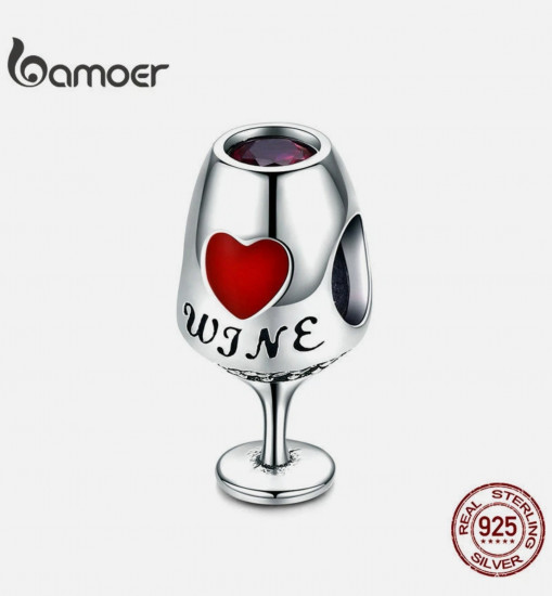 Шарм из серебра с фианитом «Красное вино»