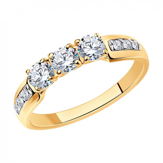 Кольцо из золочёного серебра с фианитами