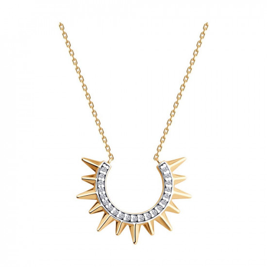 Колье из золочёного серебра с фианитами