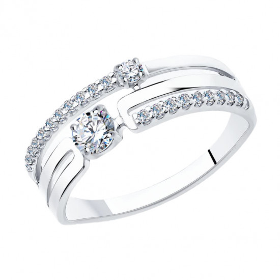 Кольцо из серебра с фианитами