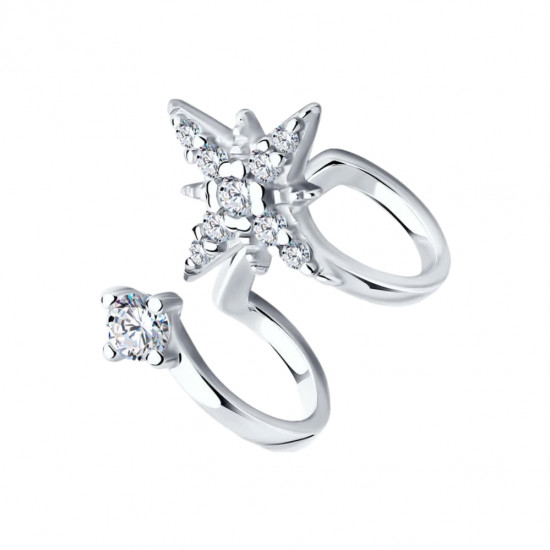 Серьга из серебра с фианитами