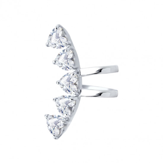 Серьга из серебра с фианитами