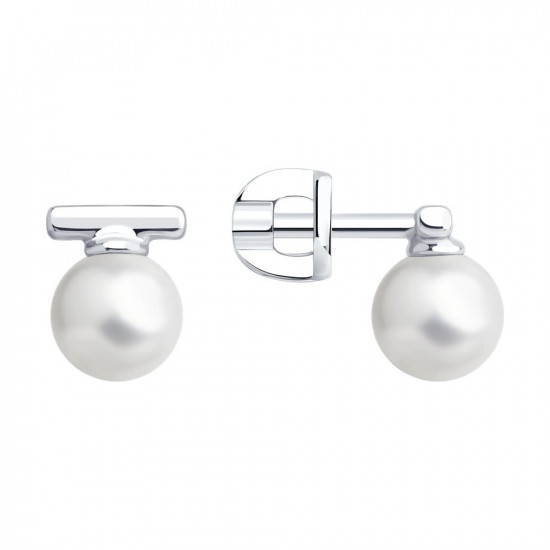 Серьги из серебра с синтетическим жемчугом