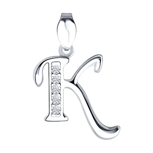 Подвеска-буква из серебра с фианитами