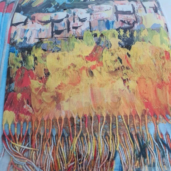 Палантин для женщин «Осенние деревья. Домики в горах»