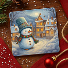 Открытка-магнит «Снеговик. Домики»