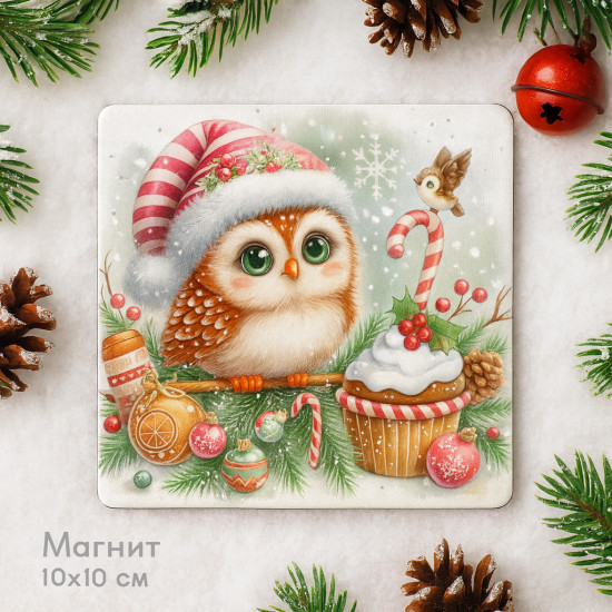 Открытка-магнит «Сова. Зима»