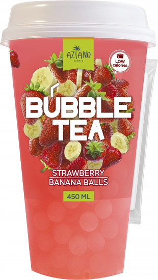 Напиток со вкусом клубники и шариками со вкусом банана «Bubble Tea»