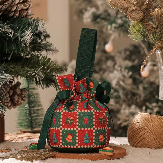 Сумка для подарка новогодняя холщовая