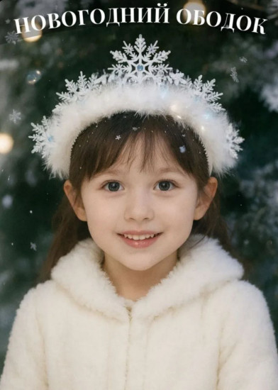 Новогодний ободок для волос со снежинками