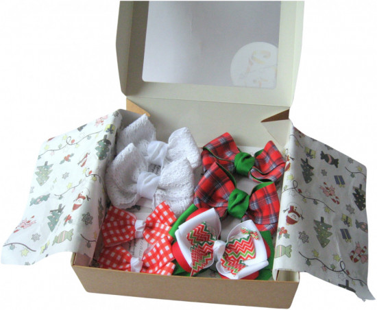 Подарочный набор бантов для волос ручной работы «Christmas Box»