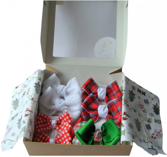 Подарочный набор бантов для волос ручной работы «Christmas Box»