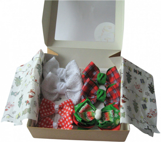 Подарочный набор бантов для волос ручной работы «Christmas Box»