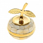 Шкатулка латунная «Яблоко» с перламутровыми вставками