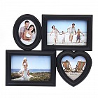 Фоторамка на 4 фото черная 10 х 15 см, 9 х 9 см, 6,5 х 9 см