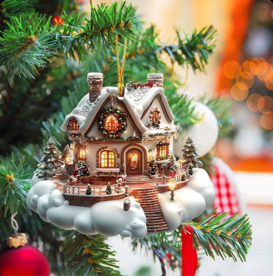 Подвеска акриловая новогодняя «Снежный домик»