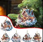 Набор акриловых подвесок на ёлку «Снежные домики»