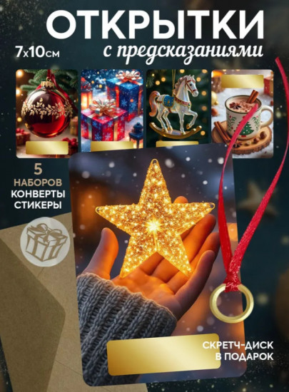 Набор мини-открыток новогодних с предсказаниями