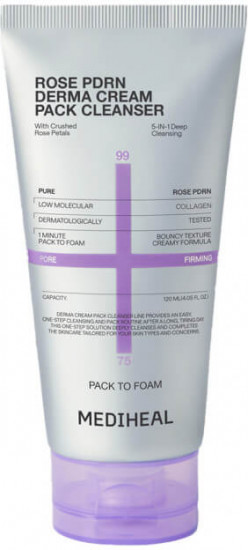 Очищающий крем-маска для лица «Rose PDRN Derma Cream Pack Cleanser»
