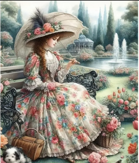 Алмазная мозаика «Дама в саду»