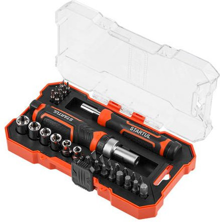 Отвертка реверсивная с набором головок и бит «Profi»