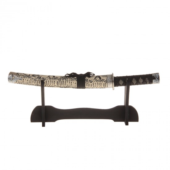 Нож танто сувенирный на подставке, белые ножны