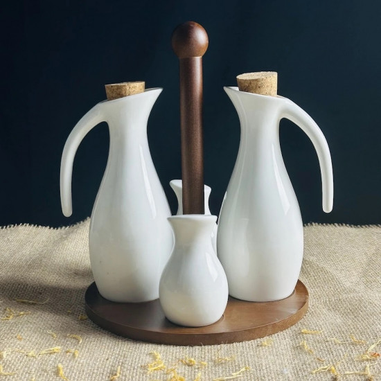 Набор солонок и бутылок для масла и уксуса на подставке «Tropical»