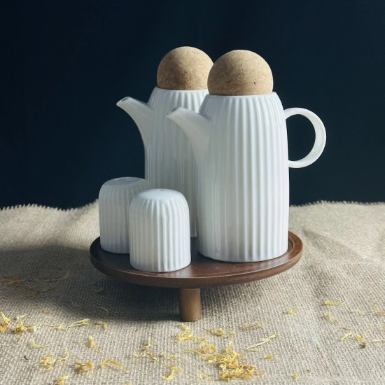 Набор солонок и бутылок для масла и уксуса на подставке «Tropical»