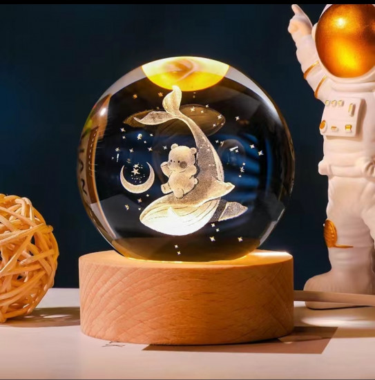 Ночник-шар «Мишка на дельфине»