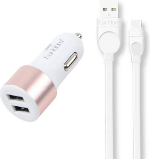 Комплект АЗУ Earldom ES-123 2.1A 2 USB-порта + кабель MicroUSB