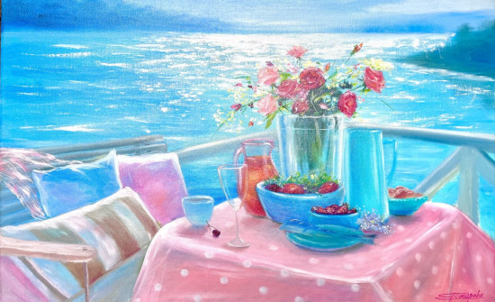Картина маслом «Завтрак на море»