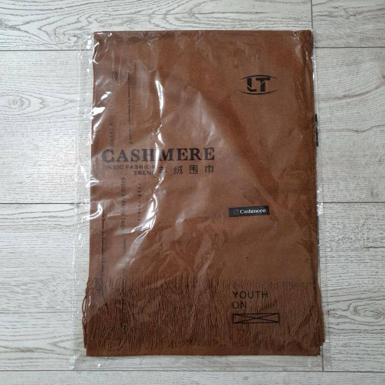 Палантин кашемировый однотонный с бахромой