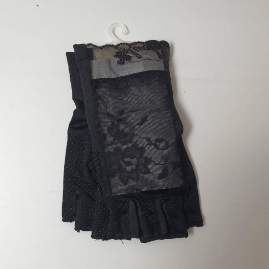 Перчатки из гипюра с короткими пальцами, ладошкой с тормозами, по краю вышивка «Цветы»