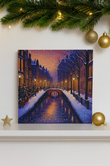 Картина на холсте «Снегопад. Мост»