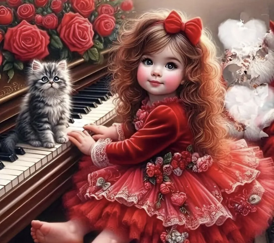 Алмазная мозаика «Девочка в красном»