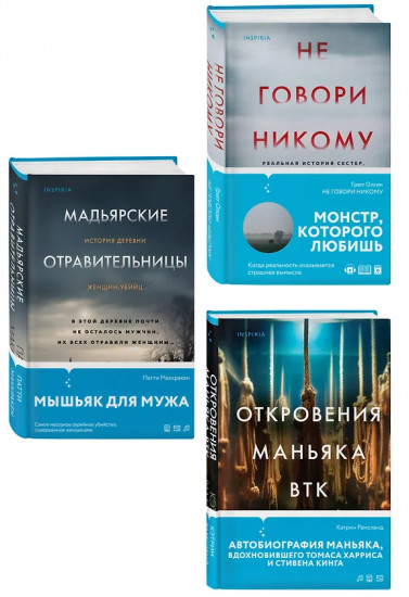 Не говори никому. Откровения маньяка BTK. Мадьярские отравительницы. Комплект из 3 книг
