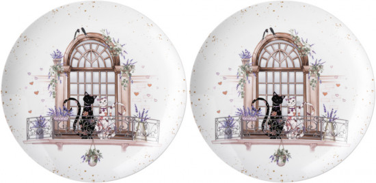 Набор тарелок «Лавандовые коты»