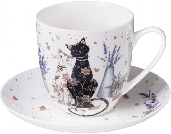 Чайная пара «Лавандовые коты»